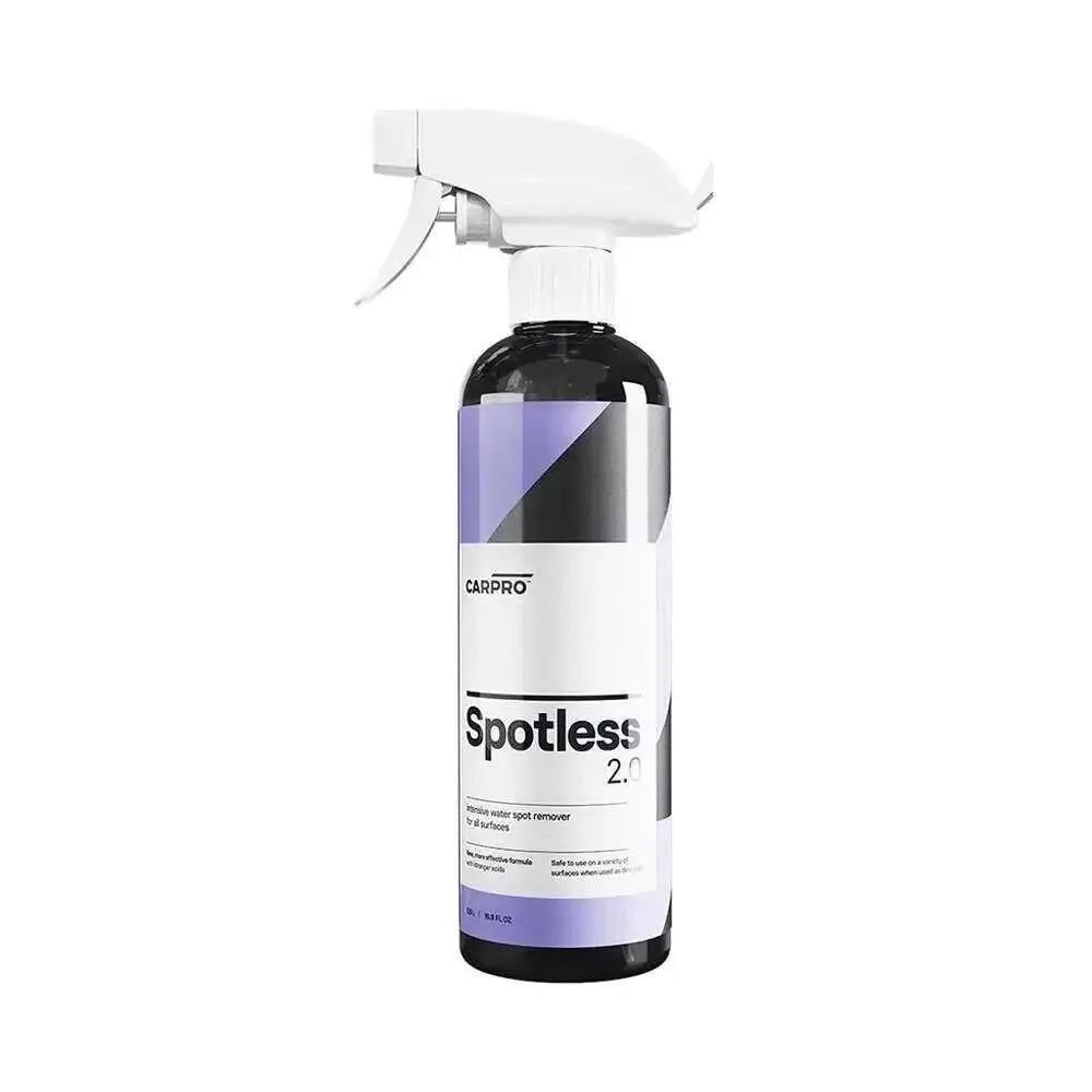 water spot remover, spot remover, water spot, Say goodbye to persistent water spots and mineral blemishes on your vehicle's finish. With CarPro Spotless 2.0's unique spray & wipe formulation, enjoy a flawless shine across a variety of surfaces.