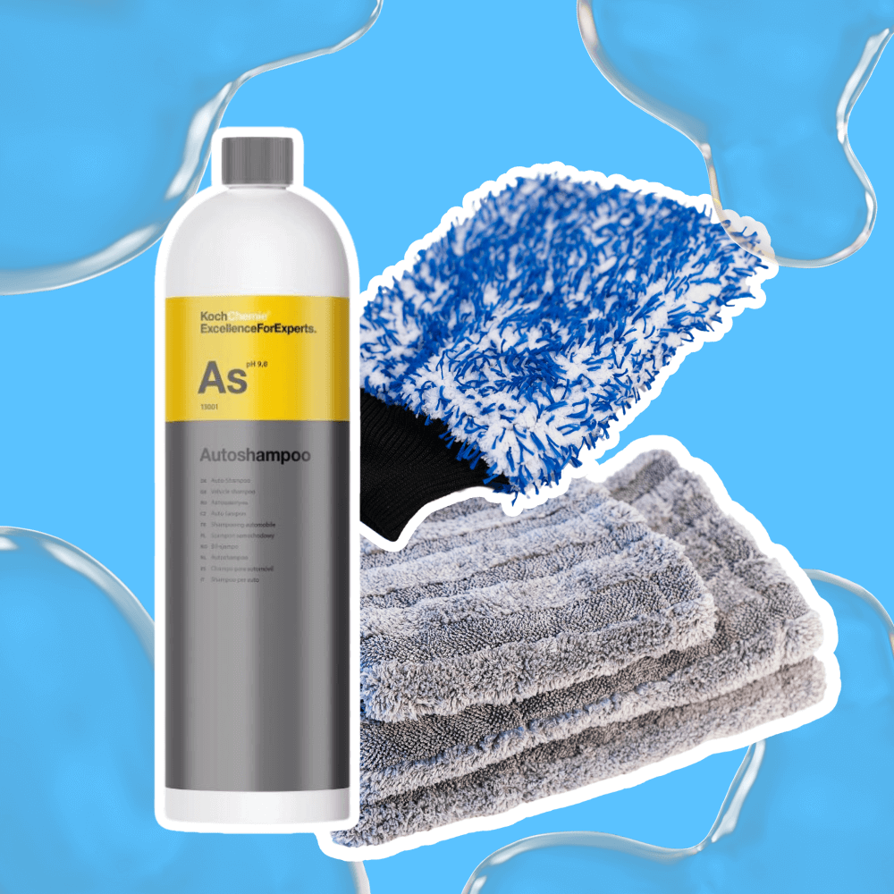 Exterior Wash Package (Koch Chemie Autoshampoo As, Ultra-Cleanse Auto Wash Mitt, AquaCoral Hybrid Drying Towel)