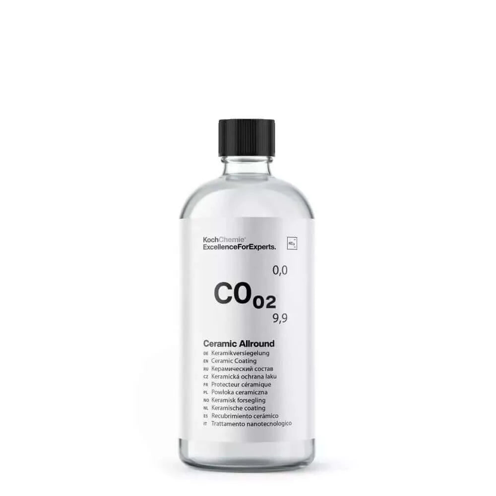 Koch Chemie Ceramic Allround C0.02. This cutting-edge Ceramic Coating fuses with your vehicle's surface for robust, long-term defense. Triggered by air humidity, it forms a thin yet strong shield, resistant to harmful elements. Its hydrophobic properties repel dirt and grime, simplifying cleaning while maintaining a glossy and resilient finish, even after exposure to acidic or alkaline substances.